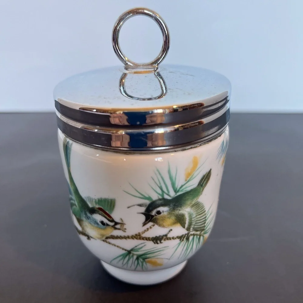 Royal Worcester Porcelain Large Egg Coddler- Birds